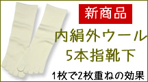 内絹外ウール5本指靴下