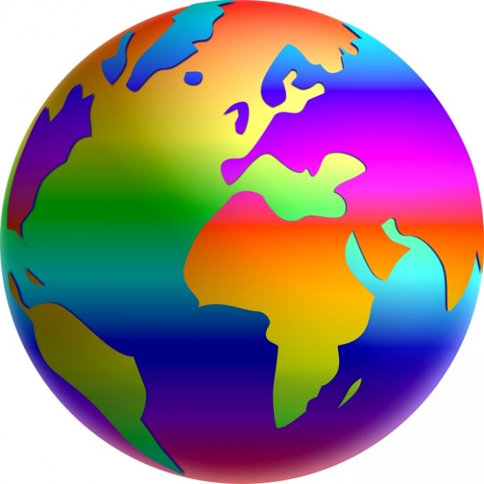 illustration of a rainbow globe - planet earth